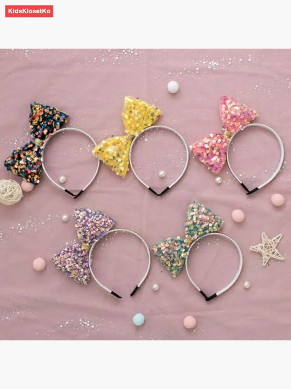Large Sequin Bow Headbands Girls Hair Accessories 2 Pack
